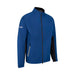 PING AquaDrive Pro men's waterproof golf jacket in blue with black accents, front view featuring a full-length zip.