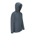 PING AquaDrive hooded waterproof golf jacket in grey, side view showing full zip and adjustable cuffs.