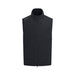 Front view of a black PING Norse Cocoon 2.0 men's quilted golf vest with a full-length zip and high collar.