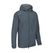 PING AquaDrive hooded waterproof golf jacket in carbon grey, front view featuring a full-zip design and branded chest logo.