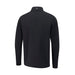 Back view of a black PING Jude men's softshell golf jacket with a high collar and subtle branding.