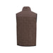 Back view of the brown PING Norse Cocoon 2.0 men's golf vest featuring a quilted insulated design and high collar.