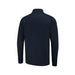 Back view of a navy blue PING men's half zip golf fleece with a small logo on the shoulder.