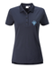 PING Sedona Ladies navy golf polo shirt with a button placket, collar and floral chest embroidery, front view.
