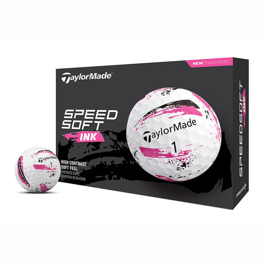 TaylorMade SpeedSoft Ink Golf Balls - White/Pink Ink