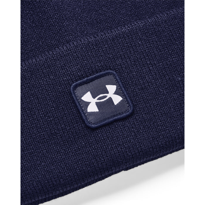 Under Armour Halftime Golf Beanie Hat - navy logo close up