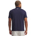 Under Armour Playoff 3.0 Printed Polo Golf Shirt in navy with white prints all over on model facing away