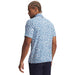 Under Armour Playoff 3.0 Printed Polo Golf Shirt in white with blue floral pattern on model facing away