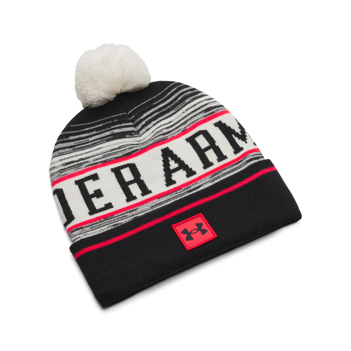 Under Armour Halftime Pom Beanie Hat – grey/red/black