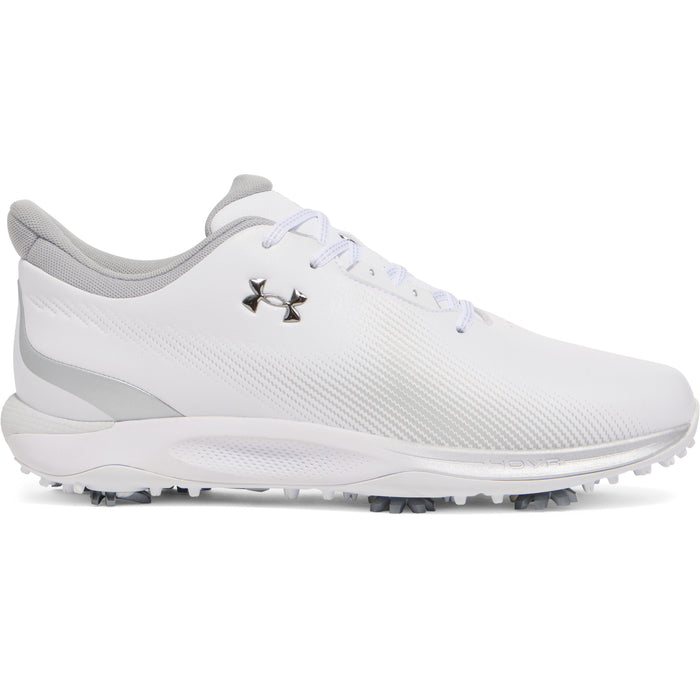 Under Armour Drive Fade Spiked Mens Golf Shoes - white side view