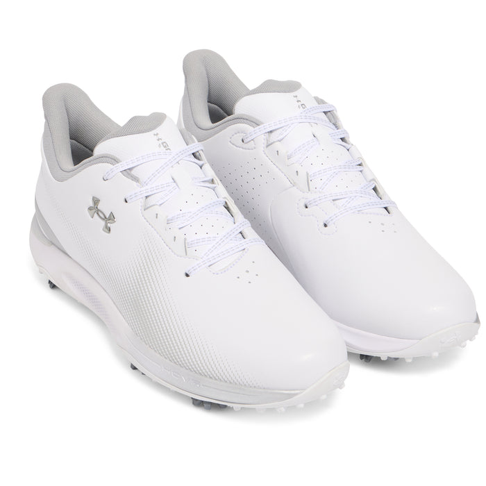 Under Armour Drive Fade Spiked Mens Golf Shoes - white top view