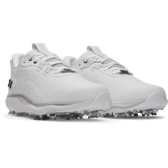 Under Armour Drive Pro Clone Spiked Golf Shoes in white pair view