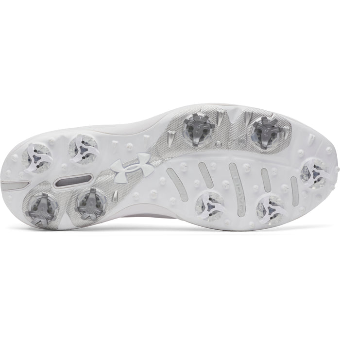 Under Armour Drive Pro Clone Spiked Golf Shoes in white, view of sole system