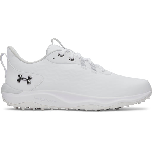 Under Armour Drive Pro Clone Spikeless Golf Shoes in white side view of right shoes