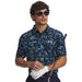 Under Armour Matchplay Printed Polo Golf Shirt in navy and light blue, on front of model