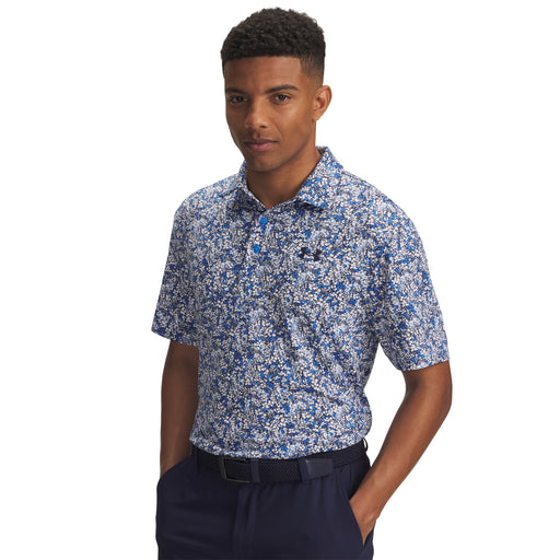 Under Armour Playoff 3.0 Golf Polo Shirt - Atlantis Blue/White/Midnight Navy