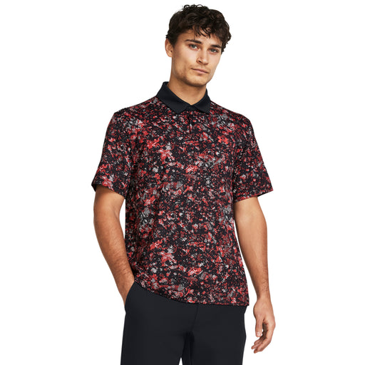 Under Armour T2G Printed Polo Golf Shirt - Black/Red Solstice