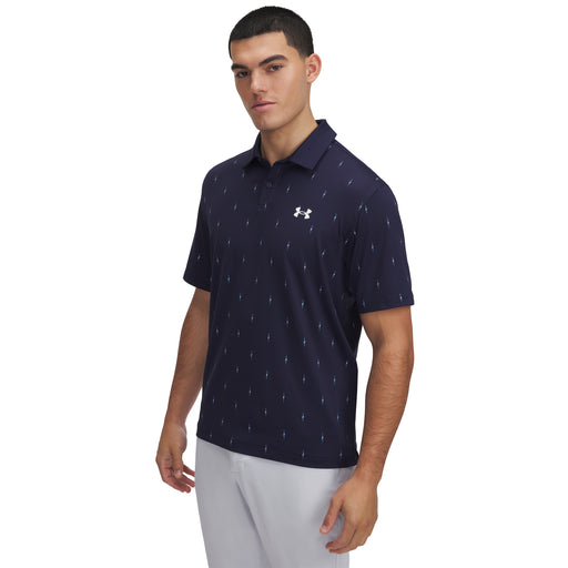 Under Armour T2G Printed Polo Golf Shirt - Midnight Navy/White