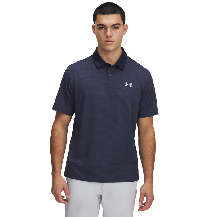 Under Armour T2G Printed Polo Golf Shirt - Midnight Navy/Halo Grey