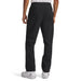 Back view of black Under Armour Drive Pro waterproof golf trousers with an elasticated waistband and zip-leg detailing.