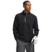 Under Armour Drive Pro Hybrid black and white half-zip golf midlayer, front view on a male model.