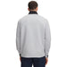 Back view of a grey Under Armour Drive Pro Hybrid golf midlayer with a black collar and textured fabric finish.