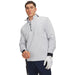 Under Armour Drive Pro Hybrid half zip golf midlayer in halo grey and white, front view showing textured fabric.