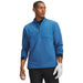 Under Armour Drive Pro Hybrid half zip golf midlayer in Aegean blue with textured pattern and front zip detail.