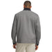 Back view of Under Armour Drive Pro Hybrid grey patterned golf midlayer with black collar and cuffs.