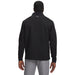 Back view of black Under Armour Drive Pro Hybrid golf jacket with textured pattern and small logo on the neck.