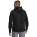 Back view of a black Under Armour Drive Pro Hybrid golf hoodie with a textured pattern and hood logo.