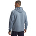 Back view of a blue patterned Under Armour Drive Pro Hybrid men's golf hoodie with a hood and long sleeves.