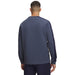 Back view of Under Armour Drive men's crew neck golf midlayer in blue with dark navy sleeve detailing.