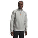 Under Armour Drive men's quarter zip golf midlayer in titanium and clay green, front view showing textured fabric.