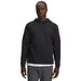 Front view of a black Under Armour Drive men's golf hoodie with a textured fabric finish and a subtle chest logo.