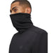 Under Armour Drive men's black funnel neck golf midlayer, side view showing integrated face covering and chest logo.