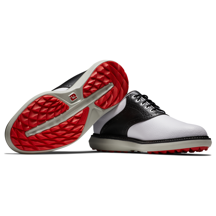 footjoy traditions spikeless mens golf shoes white & black