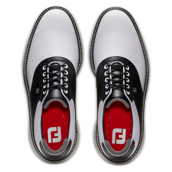 footjoy traditions spikeless mens golf shoes white & black